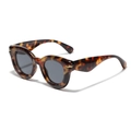 Retro-Rundsonnenbrille in Schildpatt-Optik mit grauen Gläsern und goldenen Nieten - Schildpatt Grau Gläser