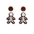 Halloween gingerbread man skeleton earrings in dark brown acrylic for festive parties - E# Gingerbread Skeleton
