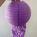 Purple jellyfish paper lantern with hanging tassels for ocean-themed party decoration - 25cm / Dark Purple
