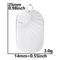 Dettaglio dimensioni ciondolo ovale a sole in acciaio argentato da 25mm x 14mm - Pendaglio Colore Argento