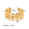 Olive branch leaf open ring in golden stainless steel with 2.2cm diameter and 0.9cm width - Olive Branch Style (XKR0188) / 2.2cm x 0.9cm / Gold