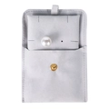 Light gray microfiber jewelry pouch with golden snap button and inner slit for pearls - Microfiber with Insert (Grey) / 8x8cm