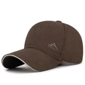 Dark brown structured cotton baseball cap with mountain embroidery and white sandwich brim - Adjustable / Coffee with White Edge