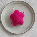 Pink lamb wool star pendant ornament with hanging string for Christmas decor, 9x9cm - Star / Rose Red