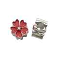 Rote Kirschblüten-Charms aus Metall mit Emaille und Kristall für DIY-Armbänder - Rot