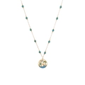 Golden turquoise palm tree necklace with a round openwork tropical beach pendant - 3# Turquoise Bead Beach Necklace (Gold)