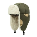 Gorro de aviador verde militar con forro de piel sintética crema y correa ajustable - Ajustable / Verde Militar