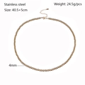 Close-up of 4mm stainless steel beads necklace with lobster clasp and extension chain - 4mm