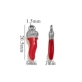 Ciondolo cornetto rosso con cappuccio d'argento e dimensioni dettagliate in millimetri - Argento-Rosso
