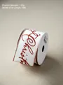 6cm wide white Christmas ribbon with red glitter Merry Christmas text and red edges - White Ribbon With Red Merry Christmas Print