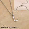 Silver-toned titanium steel necklace featuring a crystal-set letter L pendant and chain - Silver Letter L (KN287007-Z)