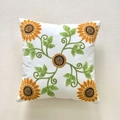 French country style cushion cover featuring yellow sunflower embroidery on white fabric - Cyclone Sunflower Yellow (Cover Only)