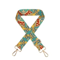 Adjustable bohemian print shoulder strap with golden metal lobster clasps and vintage pattern - Totem Flower