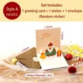 3D Santa Claus pop-up Christmas card set with kraft envelope and Merry Xmas sticker - Style A - Christmas Melody 3D Card