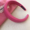 Pink handmade velvet padded headband for women featuring a minimalist soft fabric design - Fabric / Solid Light Pink / Light Pink