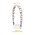 Handmade woven cup carrier strap in purple and white with floral accents and metal clip - K68779 Purple Daisy