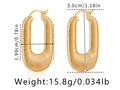 Gold plated U-shape textured hoop earrings with dimensions 3.0cm by 1.99cm - KE0996 / Gold Ribbed U-Shape Hoop