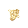 Golden Celtic witch knot stainless steel ring with intricate hollow geometric patterns - US 8 / Gold