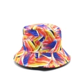 Detail shot of colorful abstract oil painting print on a reversible sun bucket hat - Artistic Oil Painting Brushstrokes (05)