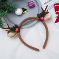 Brown plush Christmas reindeer antler headband with pine cones and red mushrooms - Style 6 Brown Mulberry Mushroom