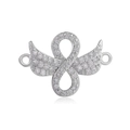 Silver infinity angel wing connector pendant encrusted with cubic zirconia stones - Silver Wings Figure 8 (2)