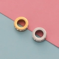 Cylindrical textured metal spacer beads in gold and silver finish for DIY jewelry - Gold 1-Layer Zircon