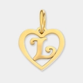 Pendentif cœur évidé en acier inoxydable doré avec lettre L pour bijoux DIY - Lettre L