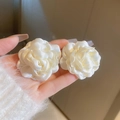 Detailed macro view of delicate white fabric flower accessories with layered petals - White Petal Style (73#) / White
