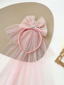 Pink bridal veil headband for girls with tulle bow, gold stars, and silver crown - Dark Pink Crown Headband