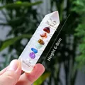 Handcrafted Seven Chakra Energy Crystal Column with silver wire wrap and natural stones - Selenite (Silver Wire)