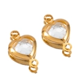 Golden heart crystal pendant with double loops for DIY jewelry necklace making - Gold Base Clear