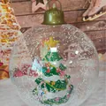 Inflatable Christmas snow globe ornament with LED light and internal green tree model - Transparent Tree without Light