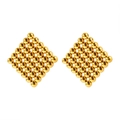 Polished 18K gold plated stainless steel square stud earrings with geometric bead design - Square Bead Stud / Gold