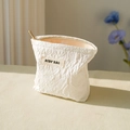 Beauty case bianco trapuntato con fiori e cerniera dorata di alta qualità - Borsa Piccola Bianca Jacquard