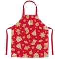 Rote Weihnachtsschürze mit Lebkuchenmann- und Baummustern für das Backen in der Küche - Kinder Einheitsgröße / Weihnachtsgeschenk