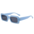 Gafas de sol rectangulares azul claro mate con lentes oscuras y remaches de oro - Azul Niebla