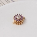 Macro detail of sun flower jewelry clasp with purple zircons and golden finish for DIY - 04# 14K Gold Single Row (14*20mm)