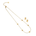 Goldenes Blumen-Schmuckset mit fünfblättriger Halskette und passenden Ohrsteckern - 1# Blumenhalskette und Ohrringe Set