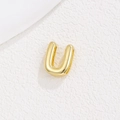 Macro shot of a gold-plated U-shaped charm accessory for DIY 10mm letter bracelets - Letter U / Gold
