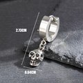 Retro hip-hop skull drop earring in vintage stainless steel with dimension markers - Skull Hoop Dangle (S371)