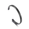 Bracciale rigido minimalista nero opaco in acciaio al titanio a forma di C da 6 mm - Nero (KB169669-NT)