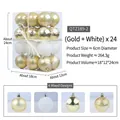 Set de 24 bolas de Navidad de 6 cm en blanco y dorado con texturas y acabados mixtos - Juego de 24 / Dorado/Blanco