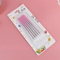 Pink gradient pencil birthday candles, set of 6, length 10.5cm, for cake decoration - Pink Silver Gradient