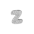 3D bubble letter Z pendant in silver finish with white cubic zirconia stones - Letter Z / Silver