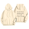Felpa con cappuccio in pile crema con tasca a marsupio e stampa tipografica motivazionale - S / Tops / Beige