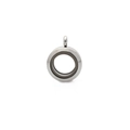 Silver stainless steel round locket pendant for photos or charms on white background - 20mm Silver Color - Screw Open