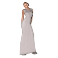 Vestido largo gris sin mangas de corte ajustado con cremallera y cuello alto - S / Gris claro