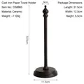 Vertical cast iron cat paper towel holder in dark brown finish with round base - Crown Holder