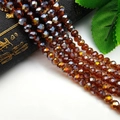 Faceted amber crystal glass beads with AB coating finish for DIY jewelry making - Dark Amber AB Color / 3# Flat Bead