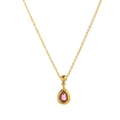 18K gold plated stainless steel necklace with a pear-shaped pink birthstone pendant - July Separate Pendant